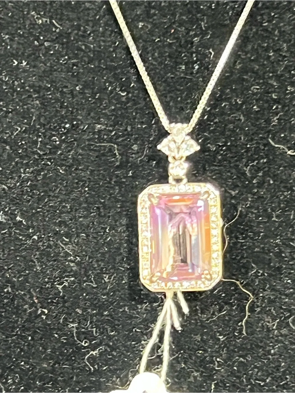 Sterling Silver Ametrine Halo Pendant Necklace - Purple Gradient